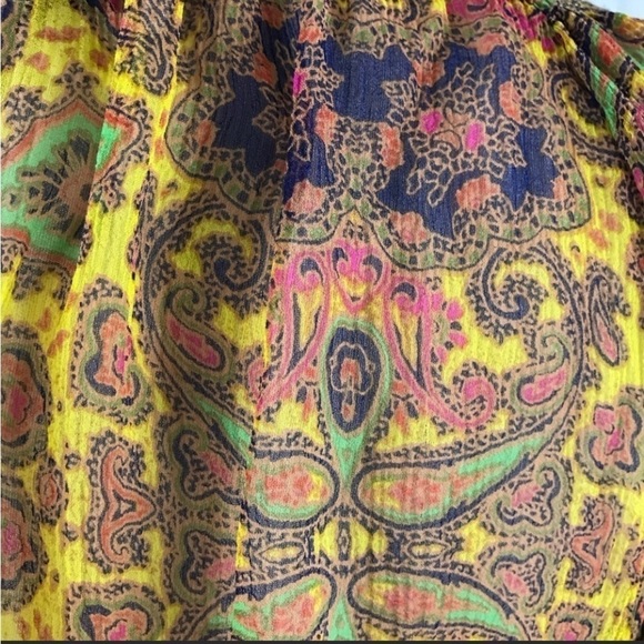 Ella Moss Blouse Womens Medium Silk Boho Floral Cottagecore - Picture 5 of 7